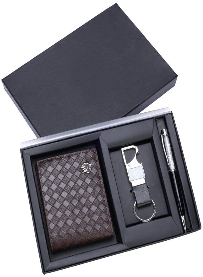 ZEVORA Premium Brown Leather Wallet & Pen Gift Set for Men - Stylish Bi-Fold Wallet with Pen in Luxury Gift Box - Image 1